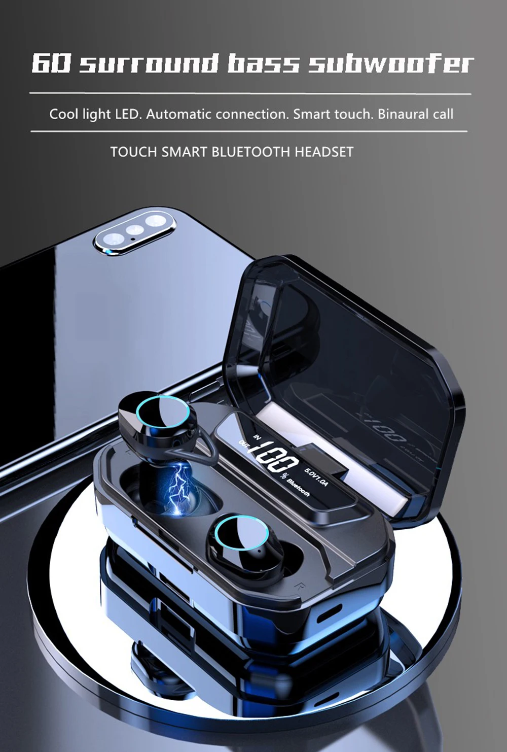 G02 X6 TWS Bluetooth 5,0 беспроводные наушники IPX7 водонепроницаемые наушники Handsfree наушники 3300 мАч Зарядка Авто сопряжение для спорта