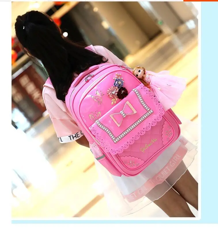 Pu School Trolley Backpacks Bags Children School Bag With Wheels For Girl Kids Luggage Rolling Bags Wheeled Backpacks For Girls