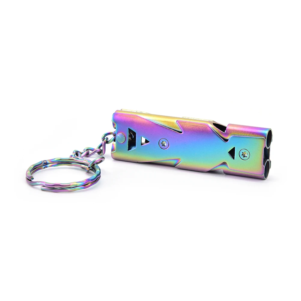 

New 1PCS Outdoor Emergency Survival Whistle Double Pipe High Decibel Stainless steel Keychain Cheerleading Whistle