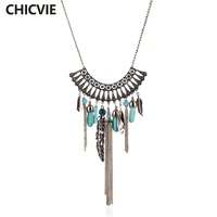 chicvie trending jewelry leaf maxi necklaces pendants long silver color necklace for women sne160040