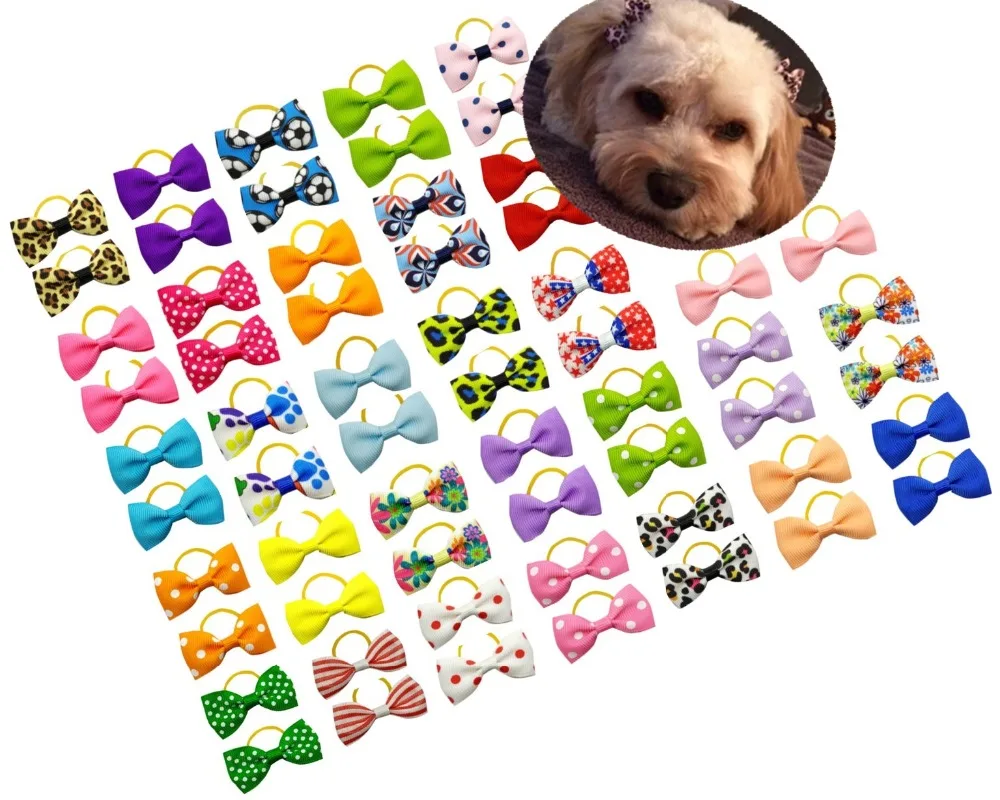 

Cute Puppy Dog Rubber bow Small Hair Bows Pet Hair Accessories 60Pcs