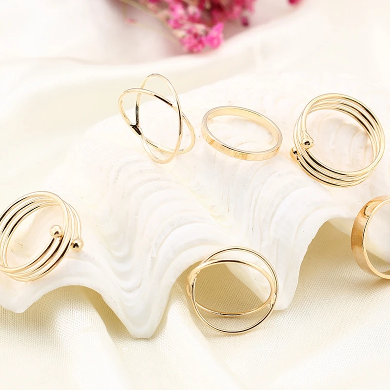 6 шт. набор колец золотого цвета в стиле ретро|ring for|rings for girlsart ring |