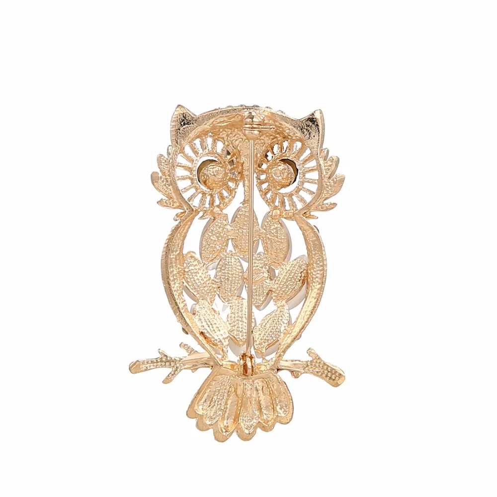 Blitheyo сплав Натуральный Камень Сова Броши для Для женщин Мода горный хрусталь