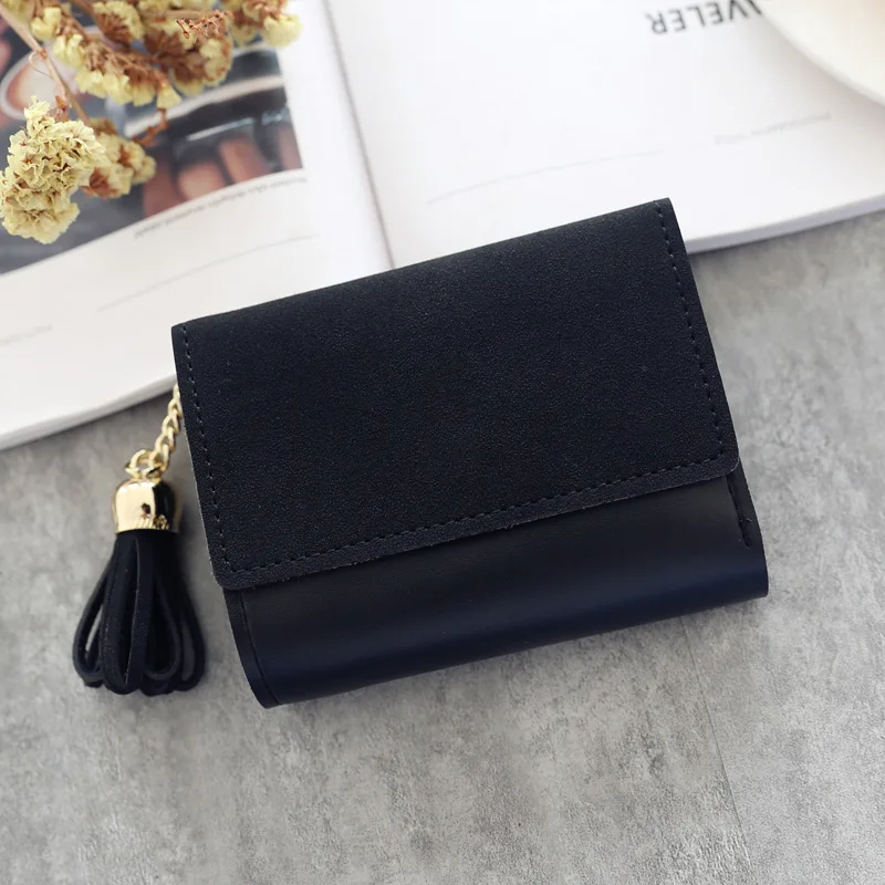 Модные женские короткие кошельки XZXBBAG с застежкой и кисточками женский кошелек