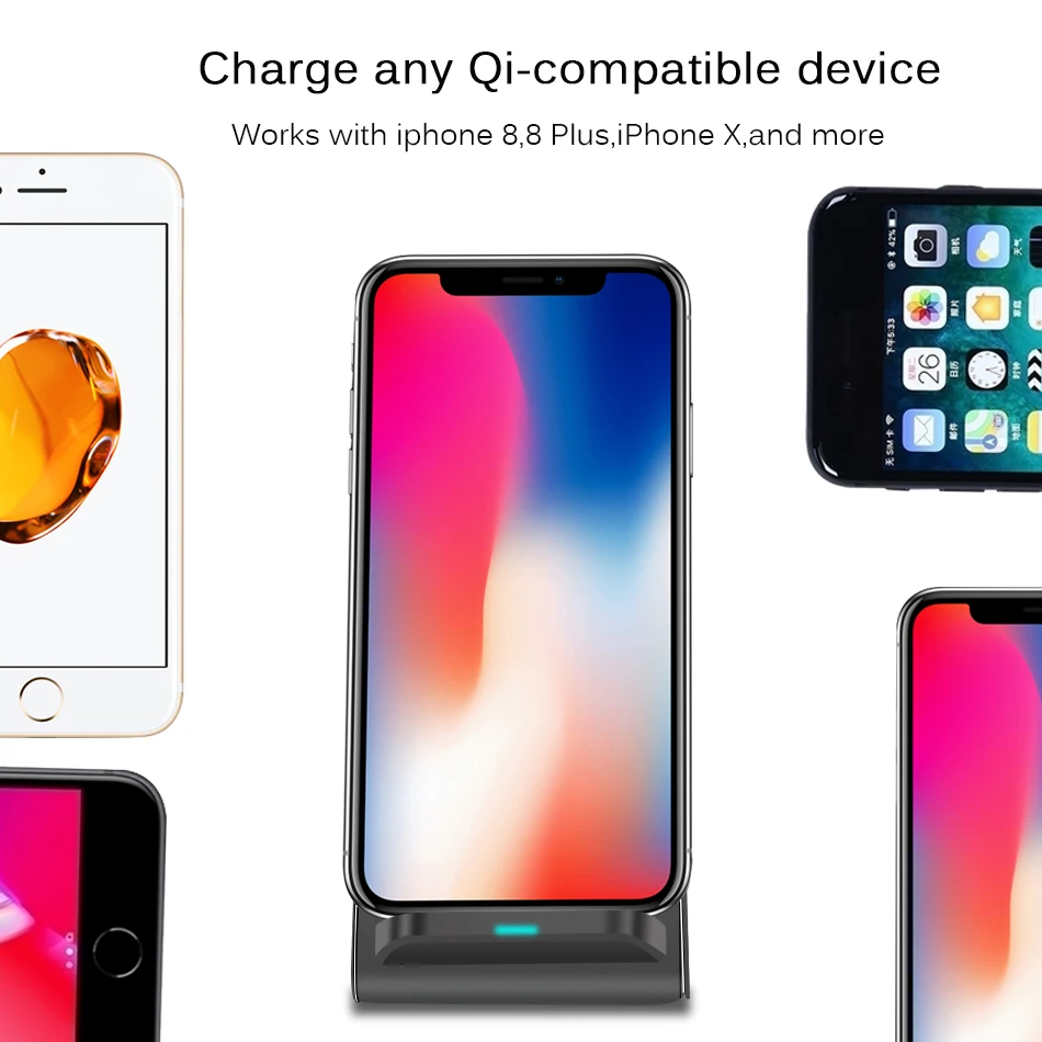 VIKEFON популярное 10 вт Qi беспроводное зарядное устройство для iPhone X XS Max XR 8 Plus QC3.0