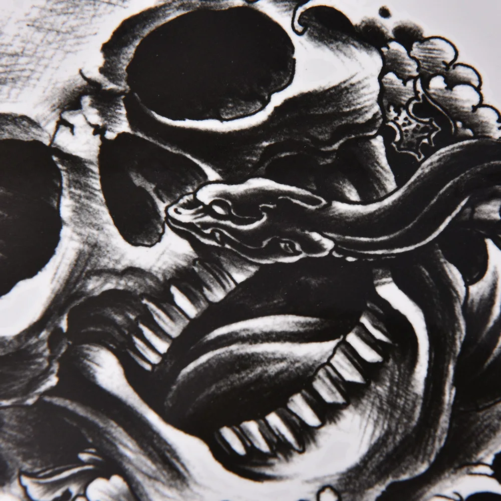 

1pcs High Quality Waterproof Black Scary Skull Temporary Tattoo Large Arm Body Tattoos Sticker