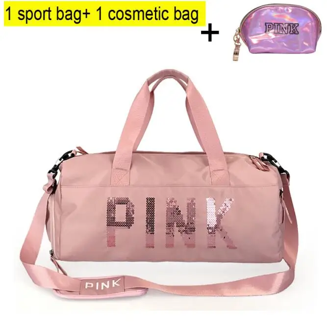 1pink bag1cosmetic Дешевая черная спортивная сумка с блестками женская обувь отсек водонепроницаемые спортивные сумки для занятий фитнесом Йога Bolsa Sac De sport - Цвет: 1pink bag1cosmetic