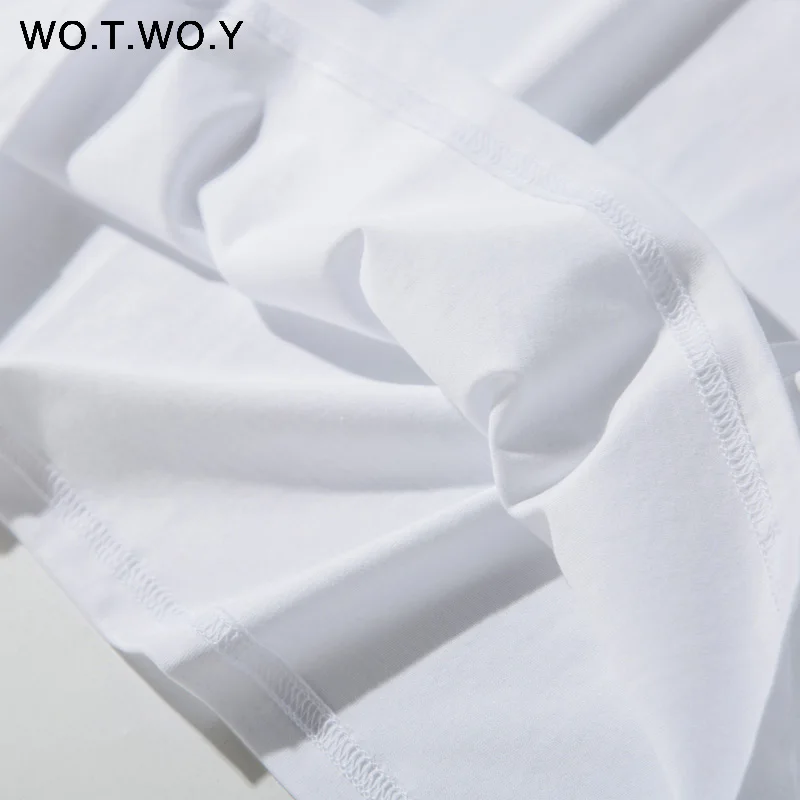 Женская футболка с коротким рукавом WOTWOY белая хлопковая Футболка круглым