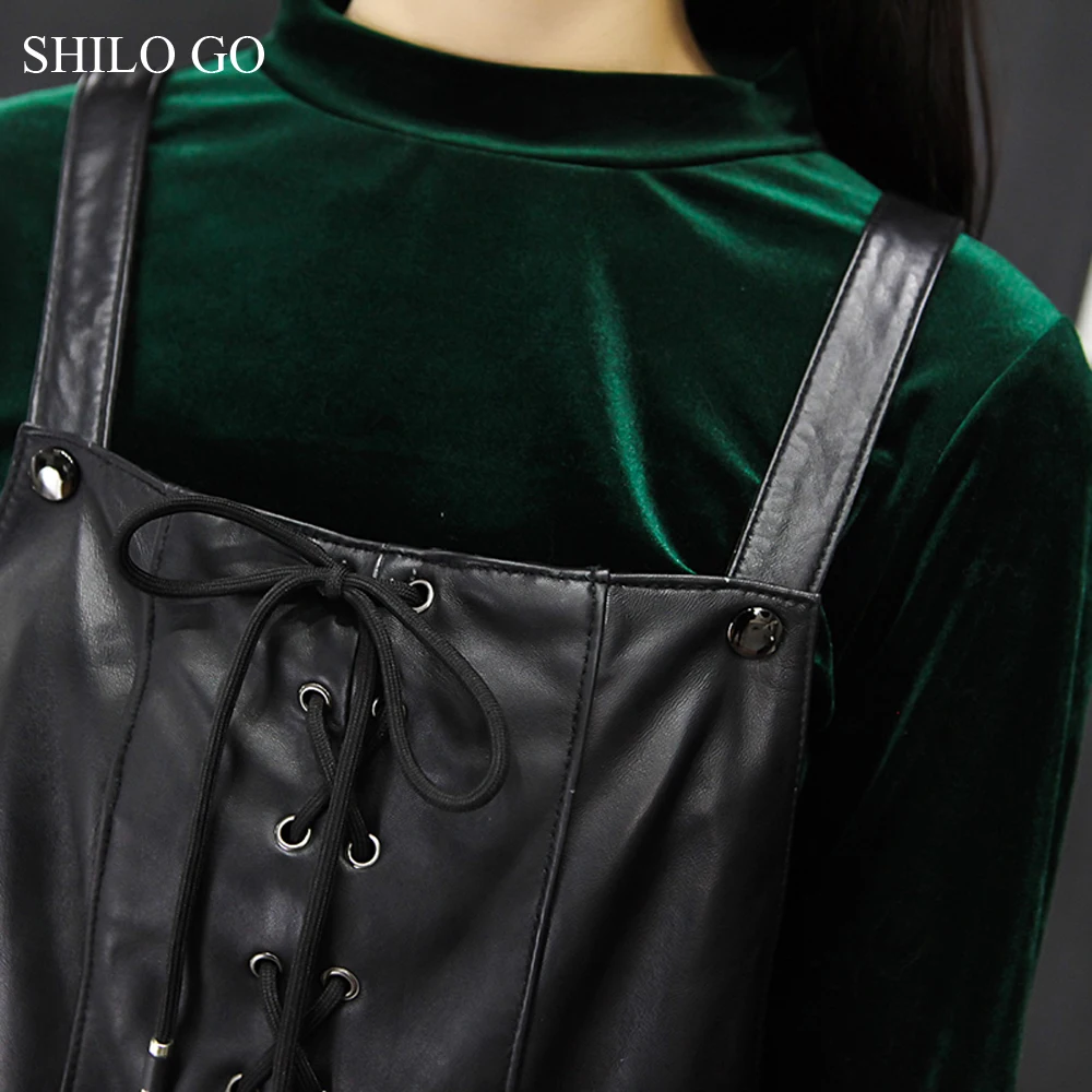 Платье SHILO GO женское осеннее из натуральной овчины на тонких бретельках