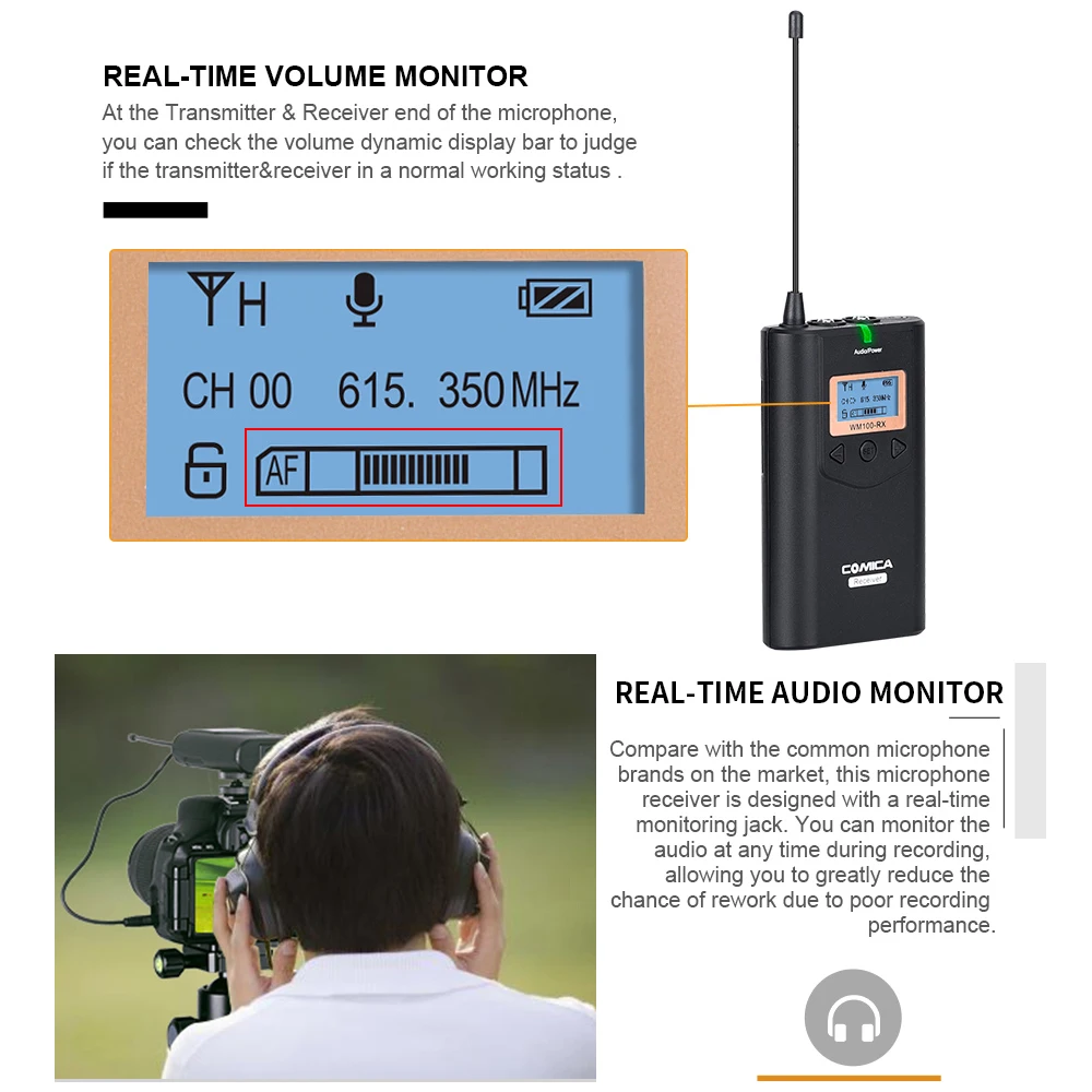 COMICA CVM-WM100H 48-Channel UHF Wireless Handheld Microphone System bluetooth microphone for DSLR Camera Camcorder | Электроника