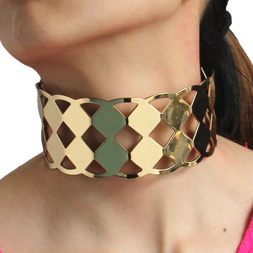 MANILAI Панк Сплав Полые Дизайн крутящий момент колье чокер геометрической формы