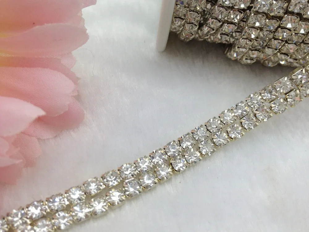 Бесплатная доставка 2 ряда 4 мм 888 стразы лента для торта отделка свадебное