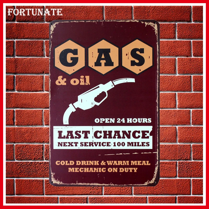Лидер продаж винтажные металлические знаки Last Chance с газом домашний декор