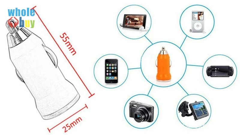 Цветное автомобильное зарядное устройство Mini USB для IPhone X 8Plus 8 7Plus 7 6s 6 5 IPod ITouch HTC
