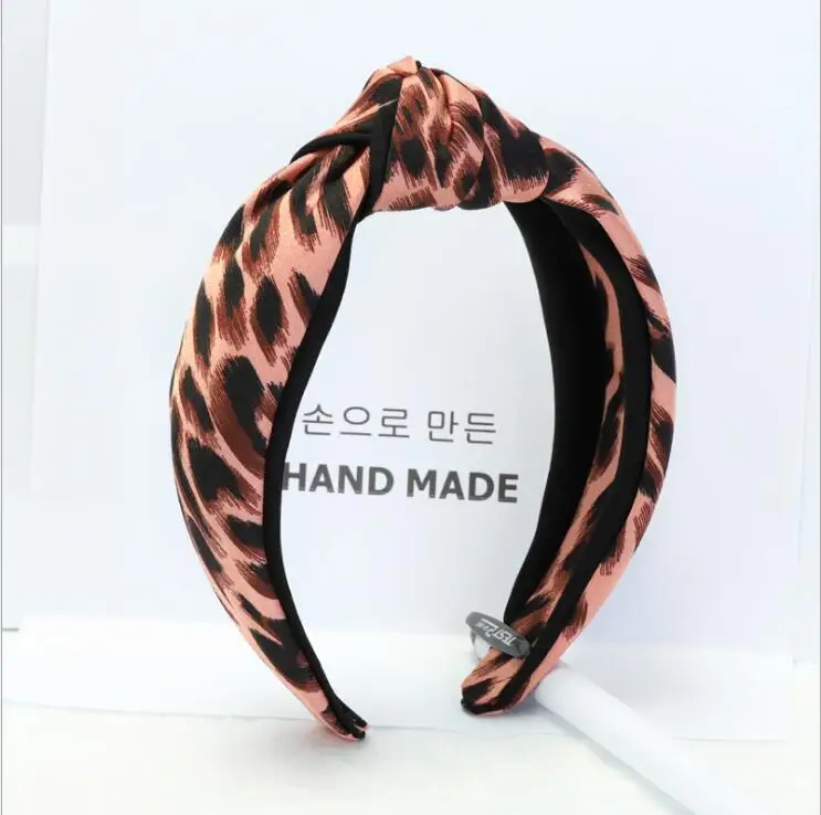 New Fashion Leopard Hairband Headband For Women Adult Spring Summer Hair Accessories Turban Hair Band Wholesale - Цвет: Розовый