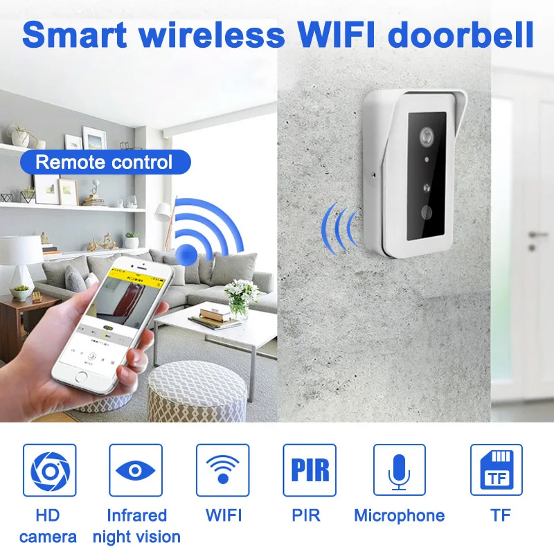 Беспроводной ip видеодомофон умный Wi Fi дверной Звонок камера ночного видения
