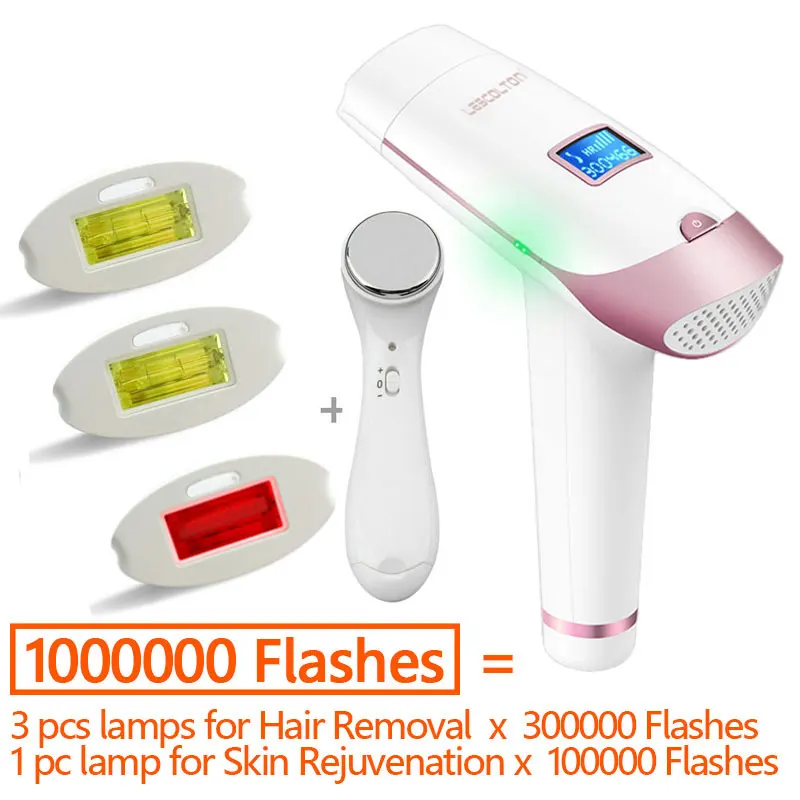 1000K Flash Massager Lescolton 4в1 IPL лазерная эпиляция 1300000 импульсов Эпилятор с ЖК-дисплеем машинка для постоянного бикини триммер электрический depilador - Цвет: 1000K Flash Massager