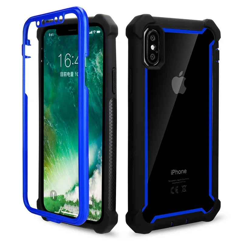 360 градусов угловая Подушка противоударный чехол для iPhone X XR XS Max 6 6S 7 8 Plus чехол TPU защитные бесплатные чехлы с закаленным стеклом