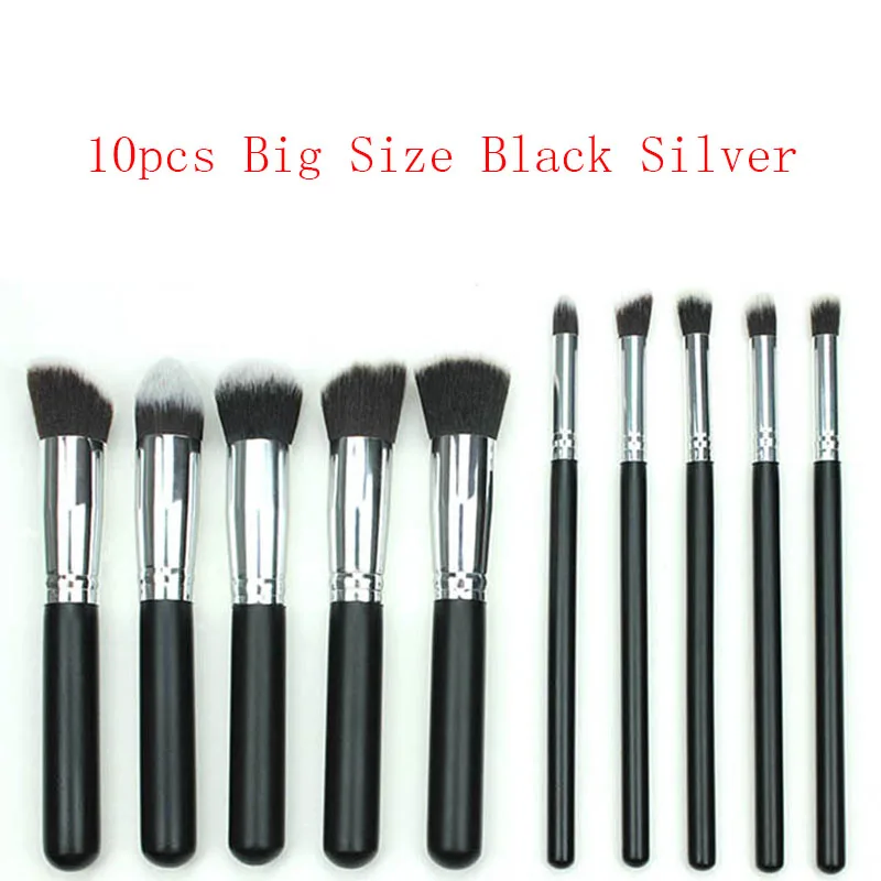 10BYwith bag Pro 10 шт. набор кистей для макияжа, 6 цветов, кисти кабуки, Тональная основа, тени для век, подводка для глаз, пудра, контур, косметическая кисть, инструмент - Handle Color: 10BYwith bag