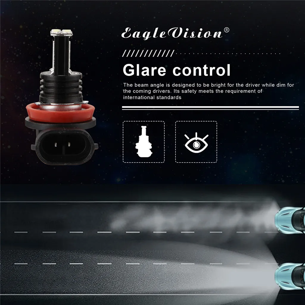 WUPP новая Автомобильная противотуманная фара 2 шт. H8 H9 H11 24 шт. 3030 SMD светодиодный RGB Автомобильная противотуманная лампа белый светильник супер яркий 24 Вт 6000 К 12 В 9042617
