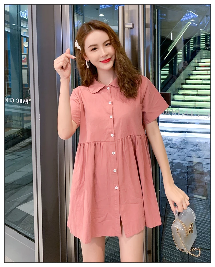 Pink Short 1867#2 стиля милые хлопковые блузки для беременных платье Лето Свободный, в Корейском стиле; Одежда для беременных; Для женщин Беременность Костюмы - Цвет: Pink Short