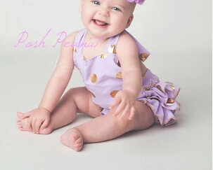 Наряд для девочек в розовый и Золотой горошек комбинезон розового золотого