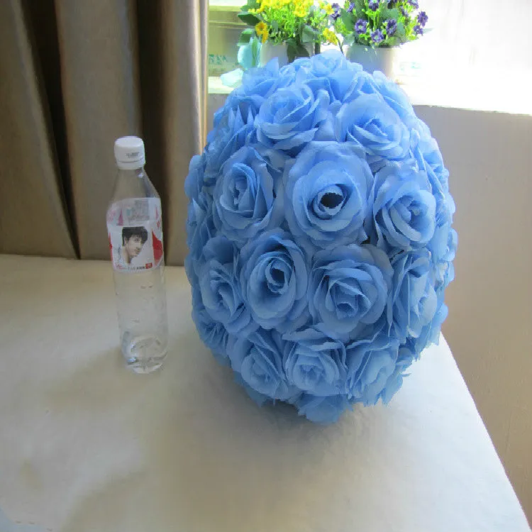 Голубая шелковая Роза разного диаметра целующийся шар искусственная ткань