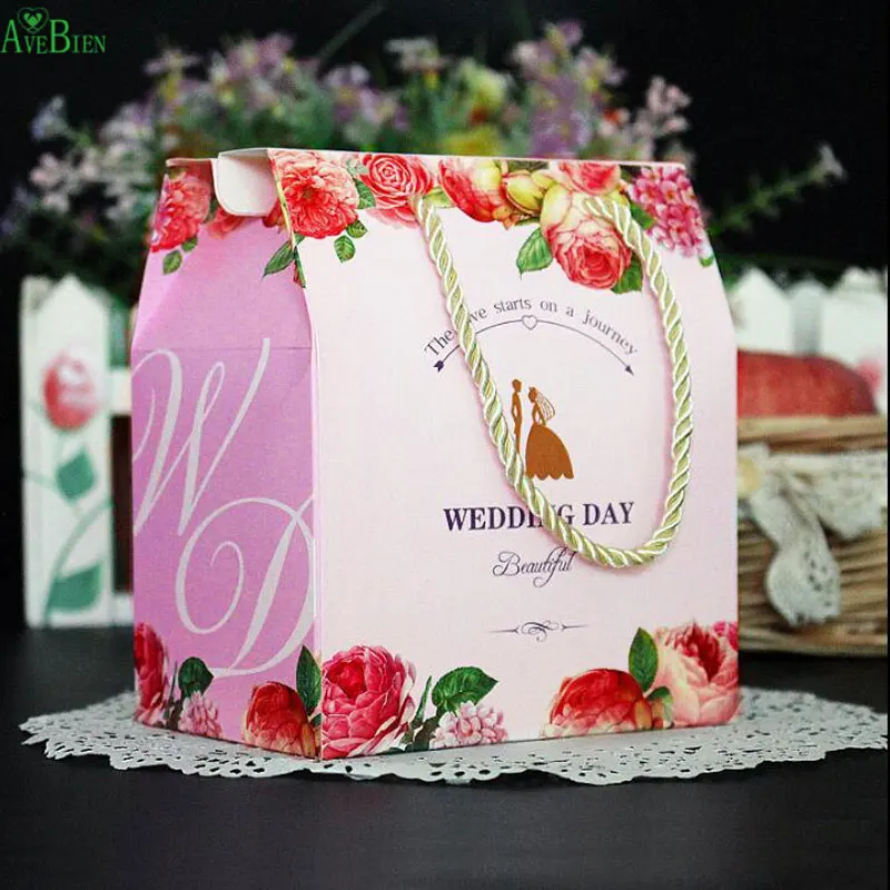 AVEBIEN 10 шт./компл. Подарочная бумажная сумка с ручкой для свадебных мероприятий