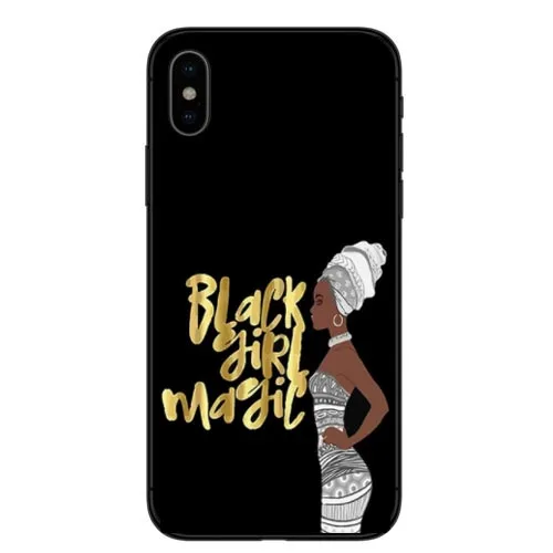 Модные африканские девушки Жесткий ПК телефон чехол для iPhone 7 XR XS Max 6 6 S Plus 5 5S SE 8 8 Plus Melanin queen чехол для iPhone X - Цвет: Арбузно-красный