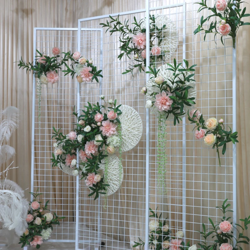 Decoraci&oacute;n de pantalla de rejilla de hierro forjado para boda, fondo de escenario de boda, decoraci&oacute;n geom&eacute;trica de ventana, accesorios nuevos-1
