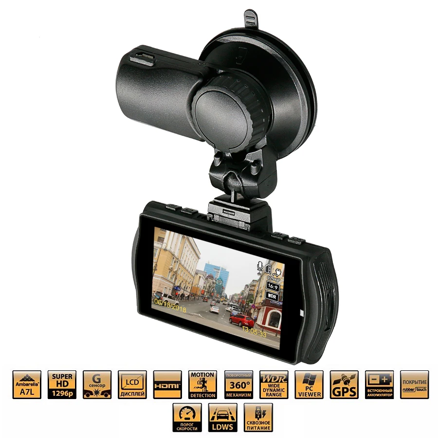 Kommander Видеорегистраторы для автомобилей gps Камера с Speedcam 1296 P Full HD Ambarella A7LA70 60Fps dvr
