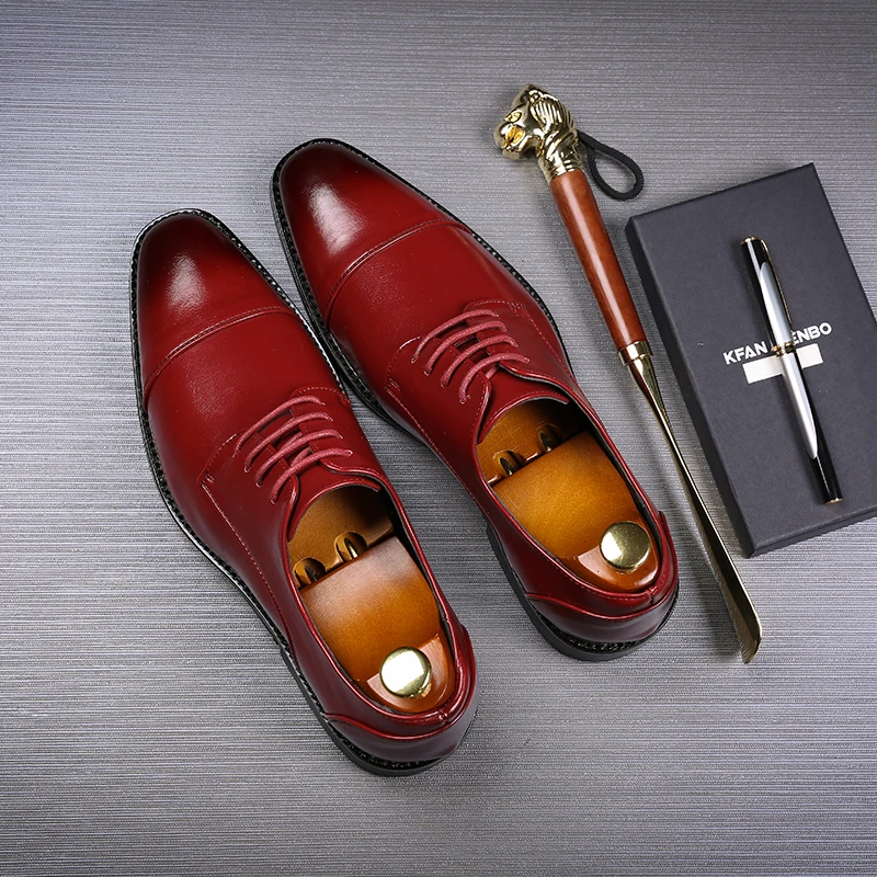 Red Dress Shoes Misalwa/брендовые Мужские Простые легкие классические туфли в стиле дерби; мужские деловые модельные официальные туфли; цвет красный, синий; Прямая поставка; Размеры 37-48 - Цвет: Red Dress Shoes