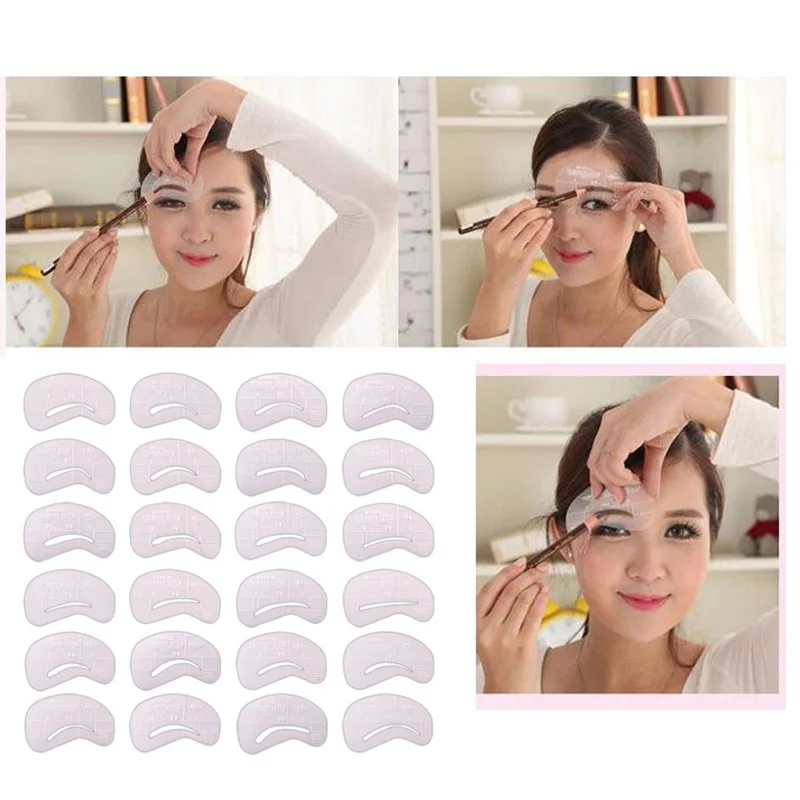 Addfavor бровей макияж комплект карандаш для ручка бритва триммер 24 стилей трафарет