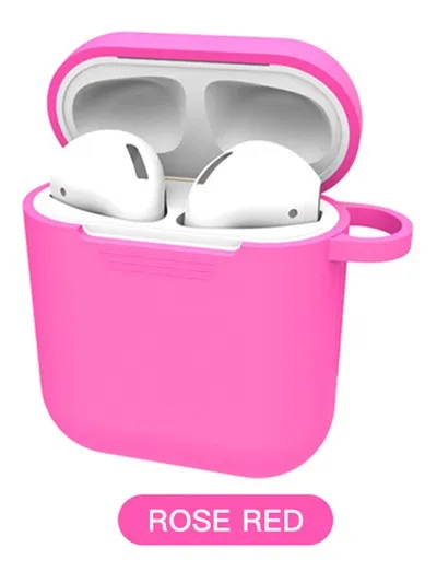 Противоударный силиконовый чехол s для Apple Airpods, водонепроницаемый чехол для Airpods, чехол для Air Pods, простой наушник, анти-осенний чехол s - Цвет: Rose red