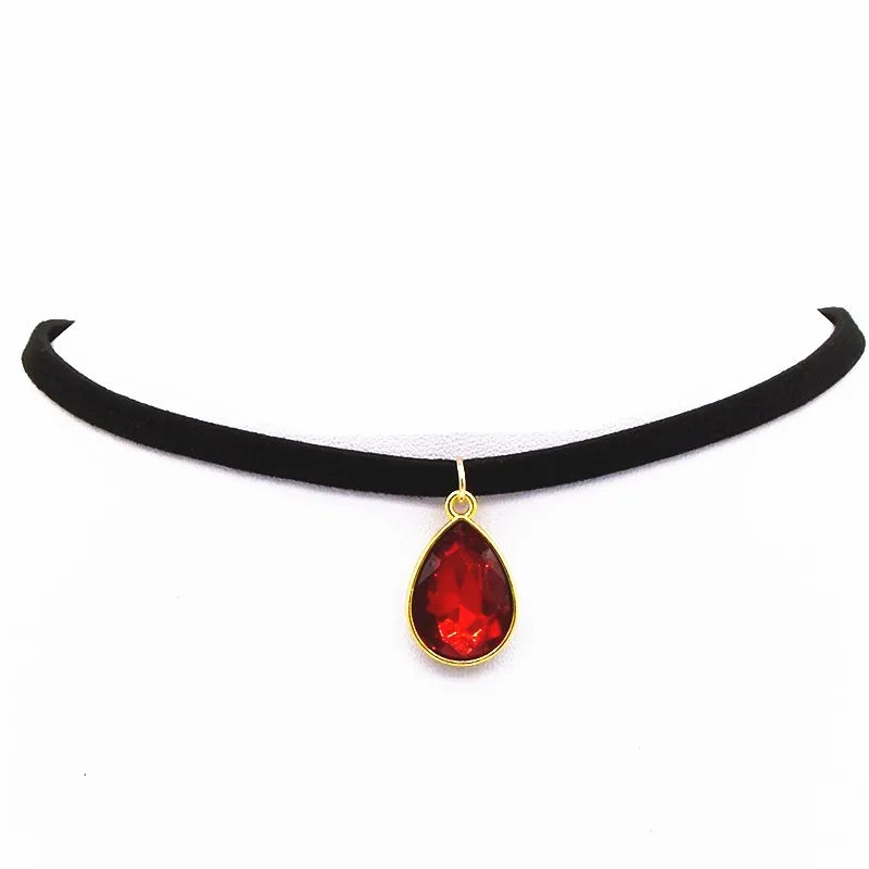 Горячее предложение Кручёные ожерелья BIJOUX обычный черный бархатный Кожа Капли Воды Кулон Макси себе Чокеры Цепочки и ожерелья Женская обувь ювелирные изделия