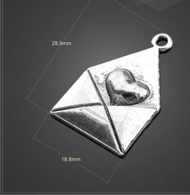 

4 шт./лот 28,9 мм * 18,8 мм посеребренный металлический конверт с надписью charm pandent для изготовления ювелирных изделий