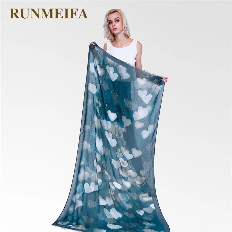 Женский шарф с сердечками RUNMEIFA мягкая пляжная шаль элегантная для осени лета и