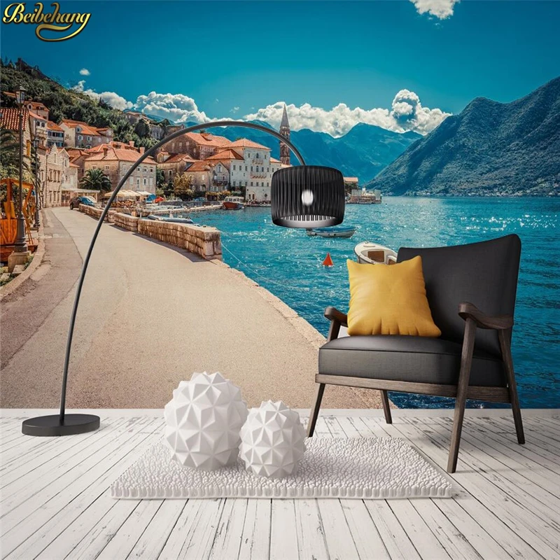 3d обои для ванной комнаты стен 3 d море город порт настенная бумага Фотообои |