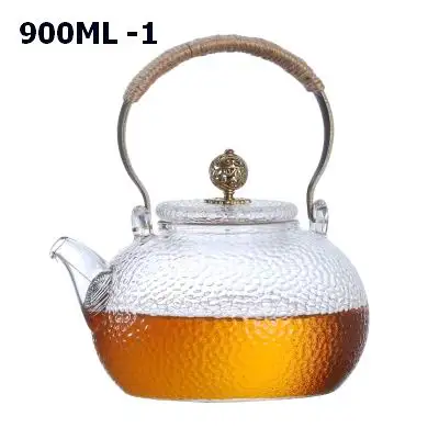 900ML 1 Прямой пожарный нагрев чайник с водой ручной молоток высокотемпературная резистивная ручка стеклянный горшок Лучистая плита варить воды чай - Цвет: 900ML 1