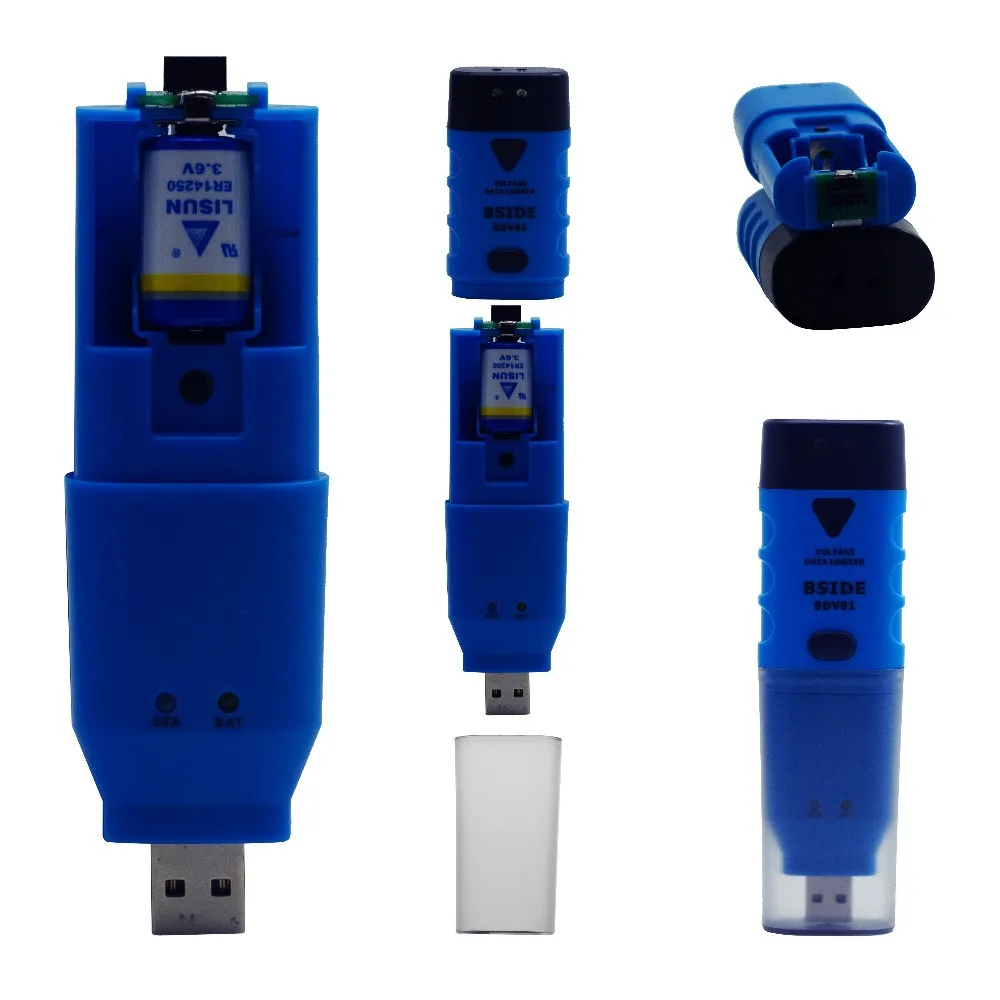 AideTek BDV01 DC USB 0 30V 04 V Регистратор напряжения разрешение 64K 1 sec samp светодиодный сигнал