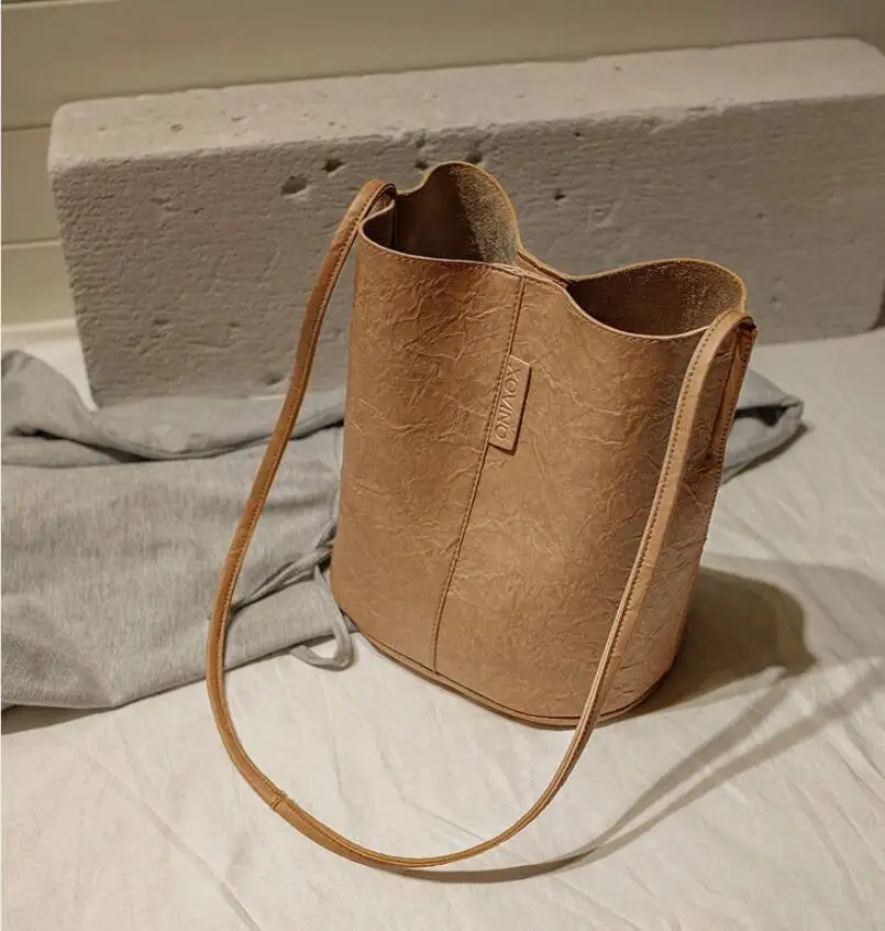 Light Brown Новинка, твердая масляная искусственная кожа, маленькая сумка с феей, сумка-мешок, Повседневная дикая сумка на одно плечо, женская сумка через плечо - Цвет: Light Brown