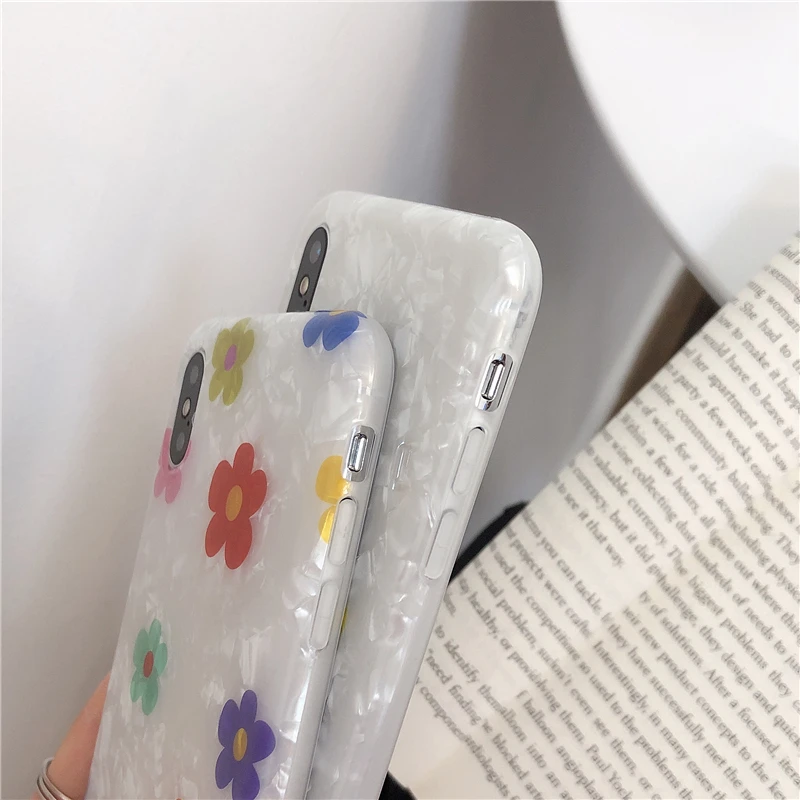 Модный цветочный чехол для Iphone X Xs Max Xr Блестящий сверкающий мягкий из ТПУ 6s 7 8plus |