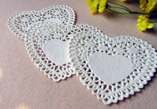 

100 Pcs 4 Inch White Heart-shaped Paper Pad Cakes Pad Of Paper Lace Paper Pad