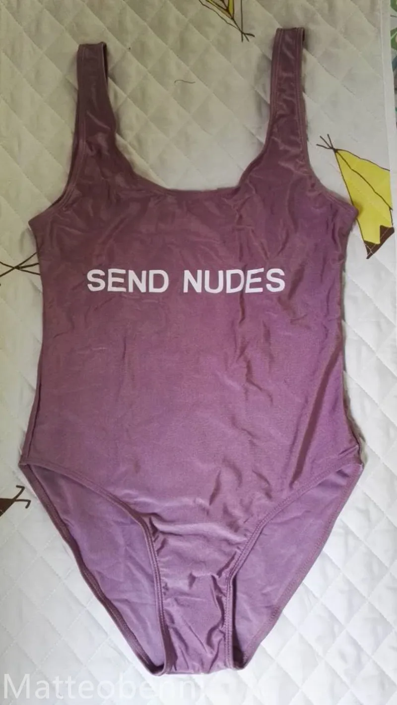 Слитный купальник с забавными надписями SEND NUDES 2018 сексуальный женский купальный