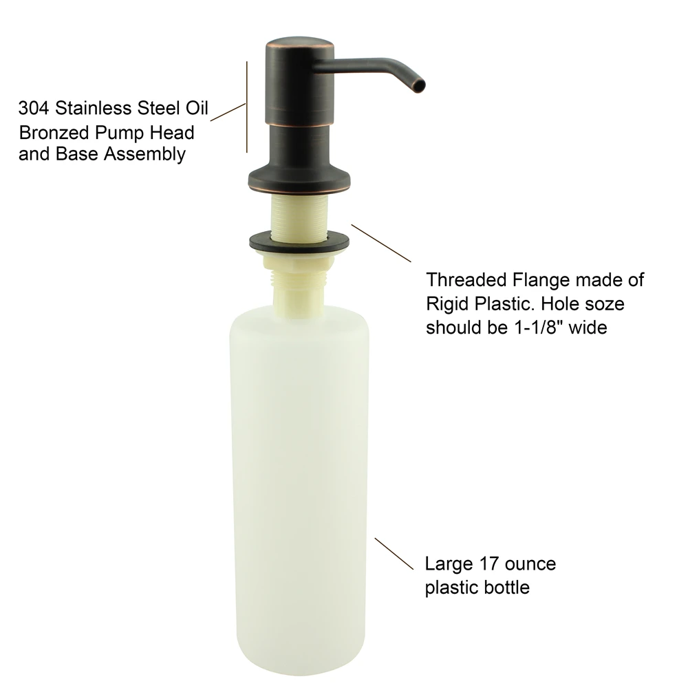 Масляный Бронзовый дозатор жидкого мыла 304 бутылка 17 унций/Резьбовая трубка 3 15