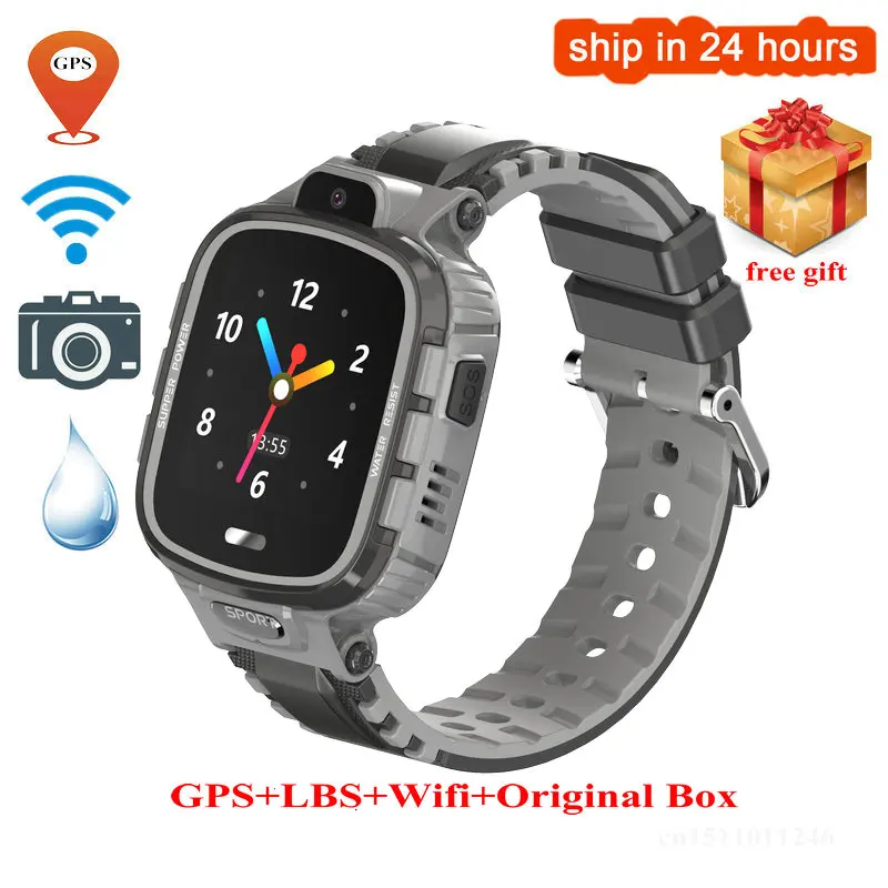 Серый Gps Смарт-часы детская камера IP67 Водонепроницаемый Wifi трекер телефон Smartwatch Дети SOS монитор позиционирования часы 500 мАч батарея - Цвет: Серый