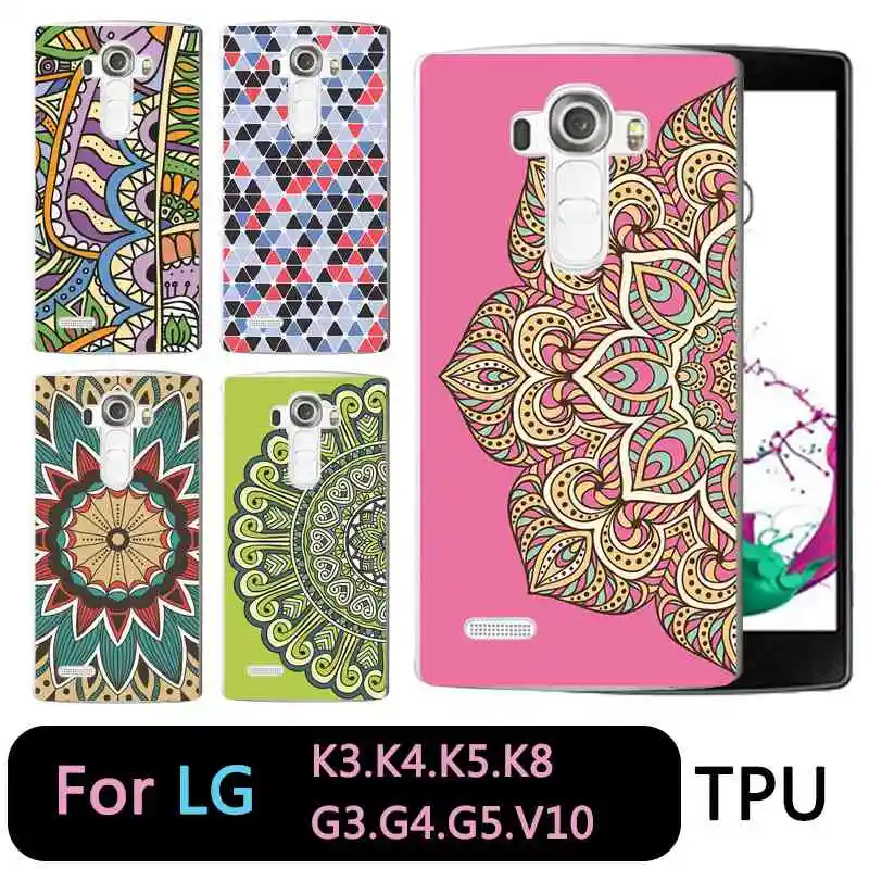 Qmswei ТПУ прозрачный телефон чехол для LG K3 K4 K5 K8 Мандала Флора роспись Дизайн siliconesoft