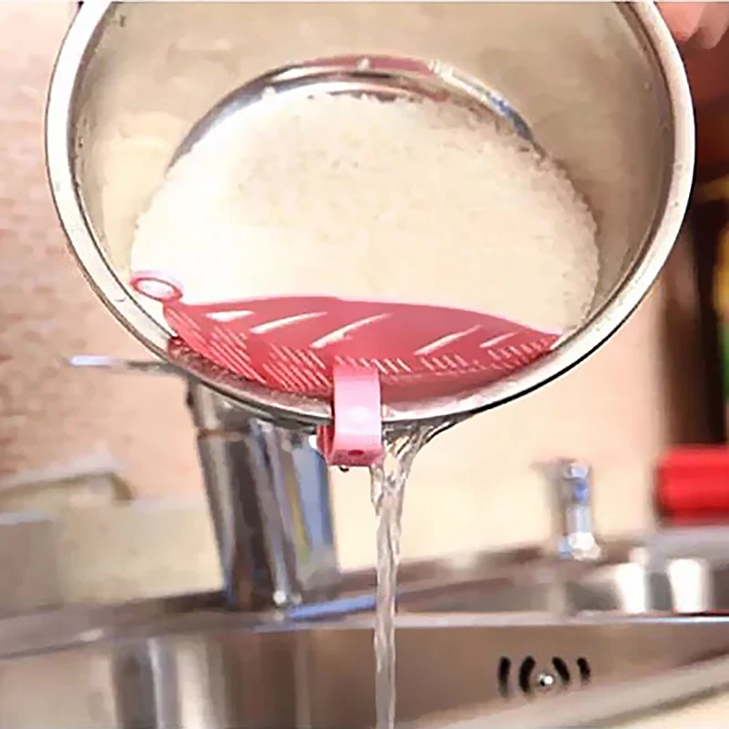 Kitchen Tool Snap-on Leaf Shape Drain Board Retaining Rice Vegetable Noodle Plastic Filter Block Rice Cleaning Strainer Gadgets