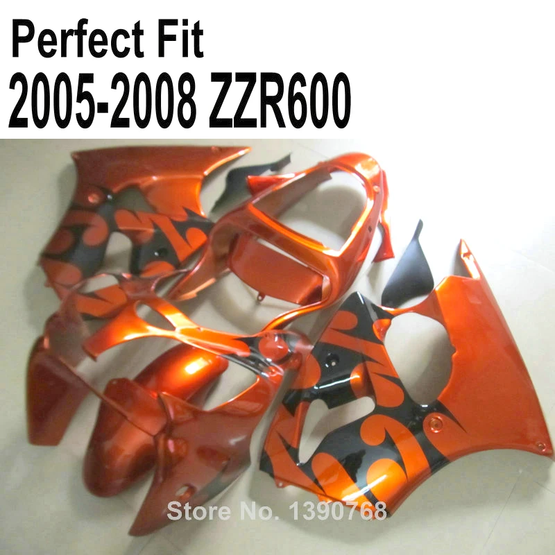 ABS Пластик обтекатель комплект для Kawasaki ZZR2005 2006 2008 05 07 08 Burnt оранжевые Обтекатели