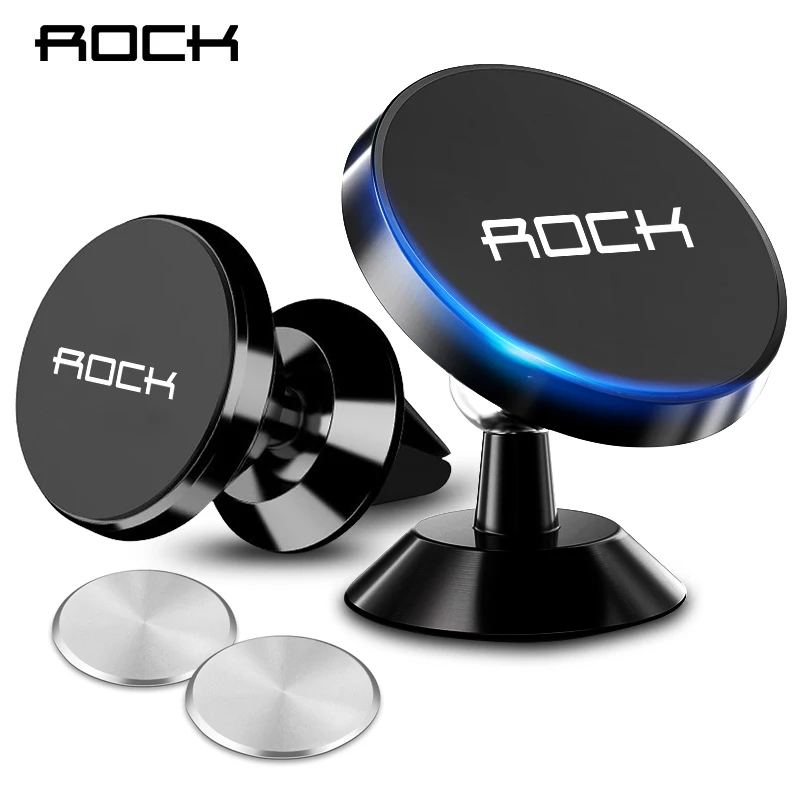 Rock Мини магнитный автомобильный держатель для телефона, приборная панель, крепление на вентиляционное отверстие для iPhone, универсальная подставка для смартфона в автомобиле, вращение на 360 градусов